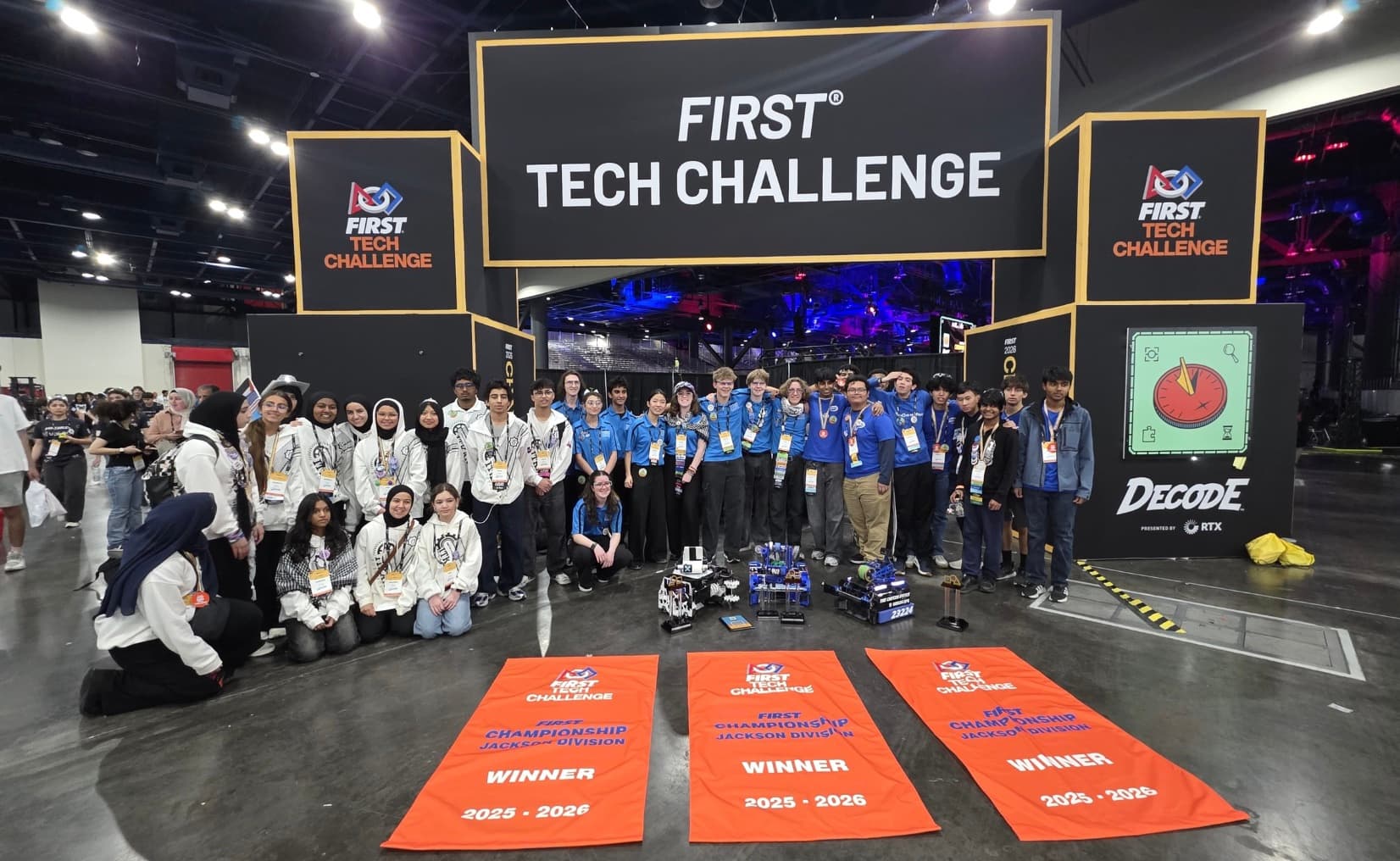 ITKAN at the FIRST Championship in Houston, alongside Jackson Division winning banners