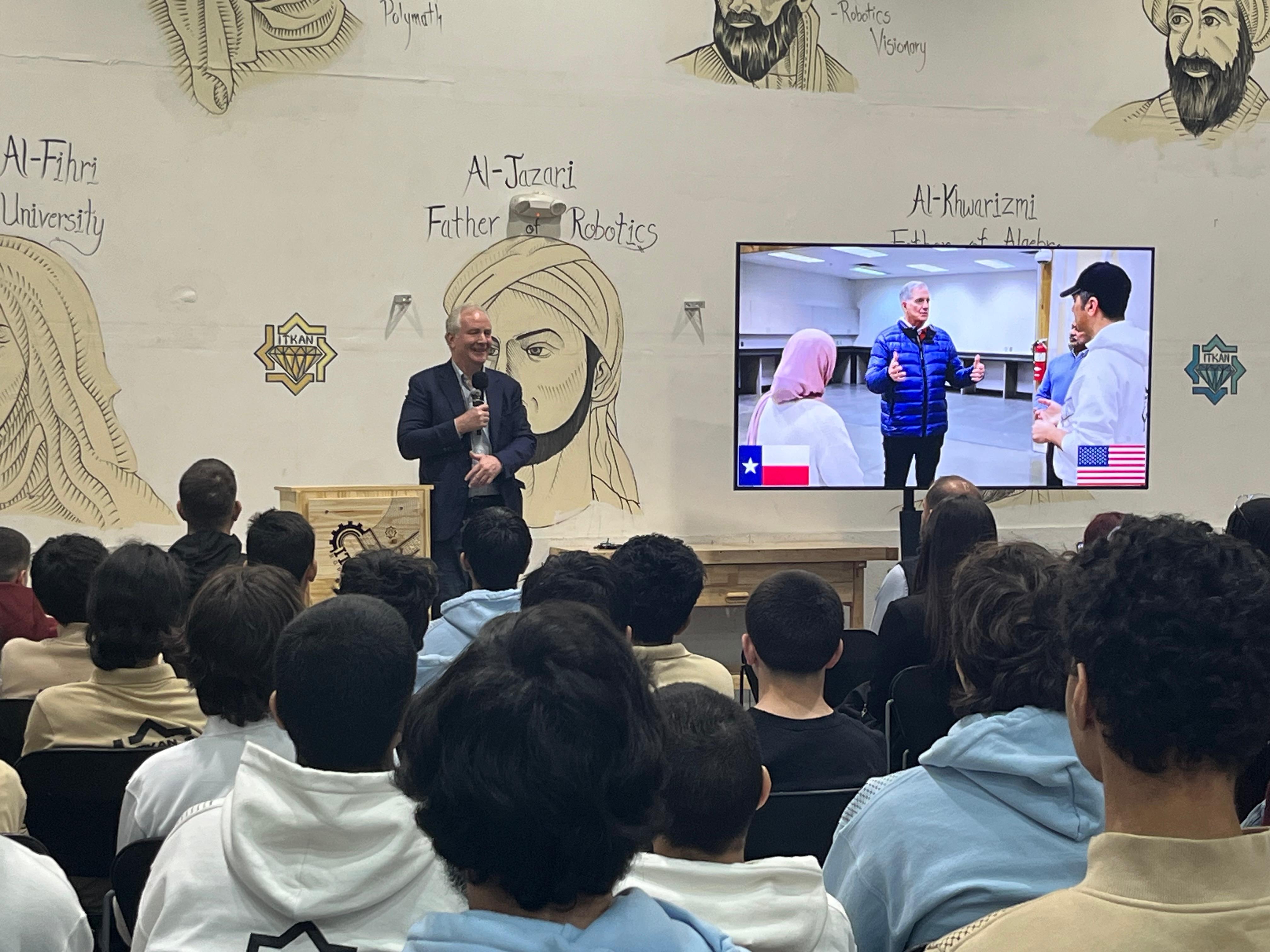 Senator Chris Van Hollen addressing the team at the ITKAN Innovation Hub